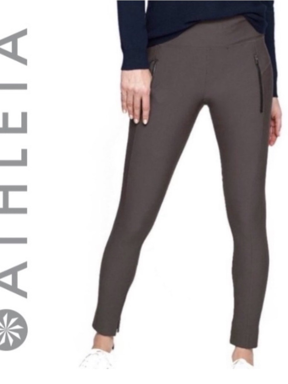 Athleta Slim Zip-Detail Track Pants in Dark Taupe